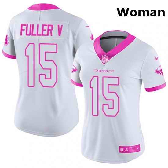 Womens Nike Houston Texans 15 Will Fuller V Limited WhitePink Rush Fashion NFL Jersey